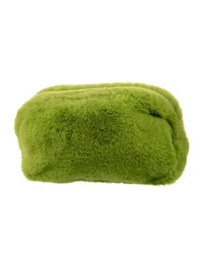 Pre-owned Apparis Faux Fur Solid Cosmetic Bag In Green