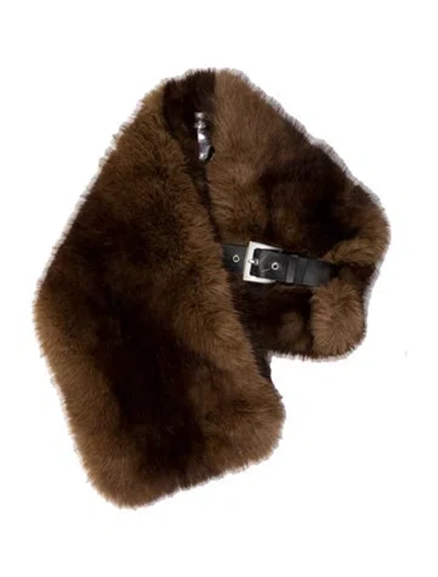 Pre-owned Apparis Faux Fur Stole W/ Tags In Brown
