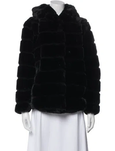 Pre-owned Apparis Faux Fur Striped Faux Fur Coat In Black
