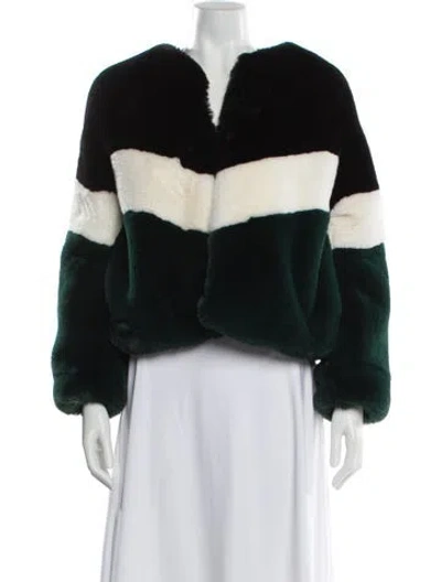 Pre-owned Apparis Faux Fur Striped Faux Fur Jacket In Black