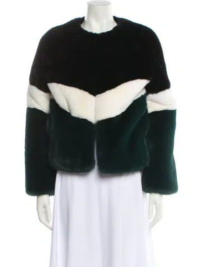 Pre-owned Apparis Faux Fur Striped Faux Fur Jacket In Multi