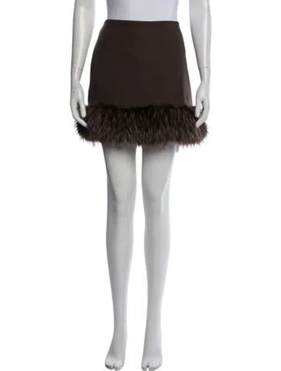 Pre-owned Apparis Faux Fur Trim Mini Skirt W/ Tags In Brown