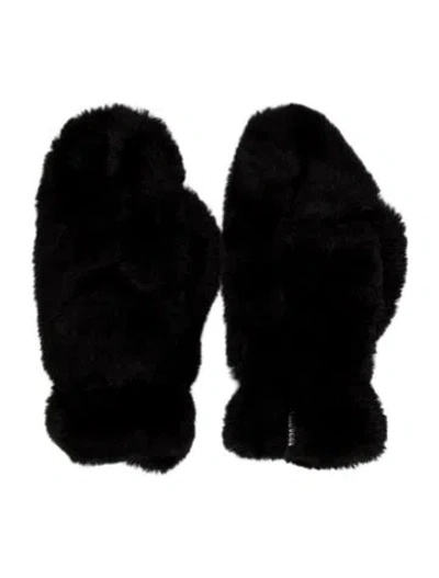 Pre-owned Apparis Faux Fur Winter Mittens In Black