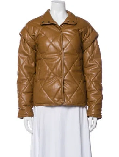 Pre-owned Apparis Faux Leather Biker Jacket In Brown