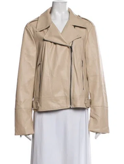 Pre-owned Apparis Faux Leather Biker Jacket In Neutral
