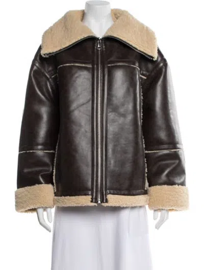 Pre-owned Apparis Faux Leather Biker Jacket W/ Tags In Brown