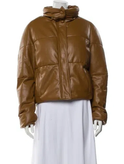 Pre-owned Apparis Faux Leather Bomber Jacket In Brown