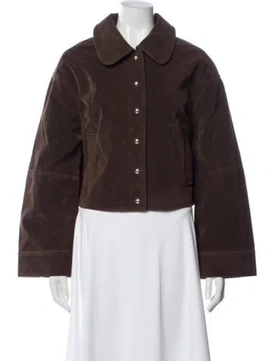 Pre-owned Apparis Faux Leather Bomber Jacket In Brown