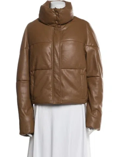 Pre-owned Apparis Faux Leather Down Jacket In Brown