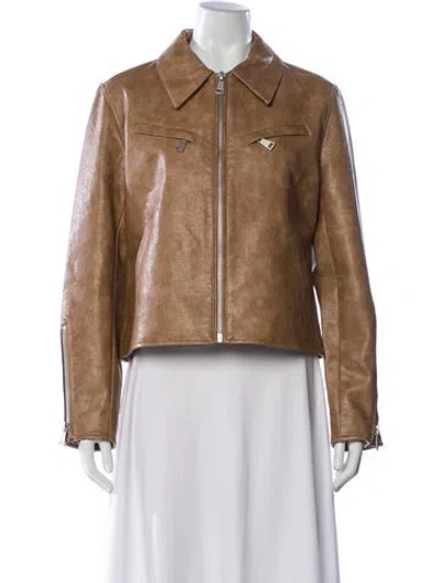 Pre-owned Apparis Faux Leather Jacket In Brown