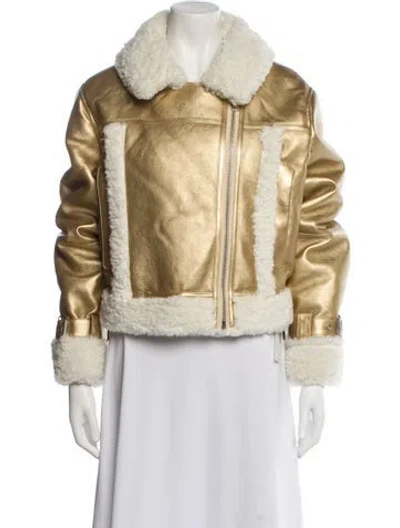Pre-owned Apparis Faux Leather Jacket In Gold