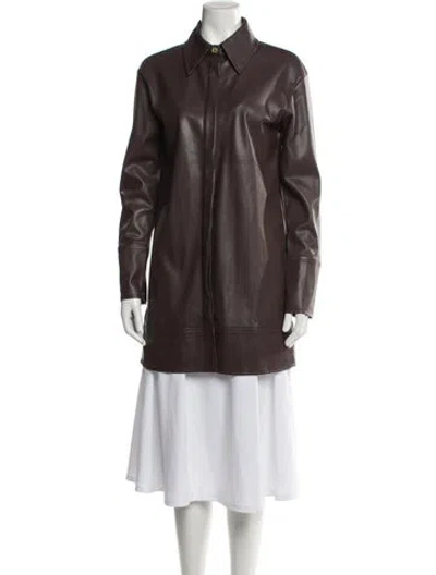 Pre-owned Apparis Faux Leather Trench Coat In Brown