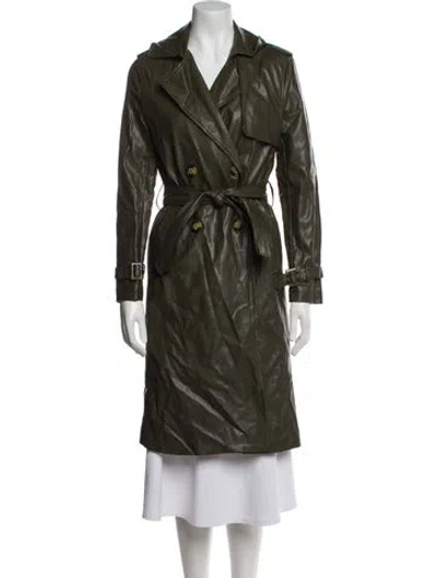 Pre-owned Apparis Faux Leather Trench Coat In Green
