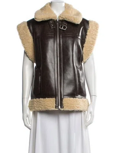 Pre-owned Apparis Faux Leather Vest In Brown