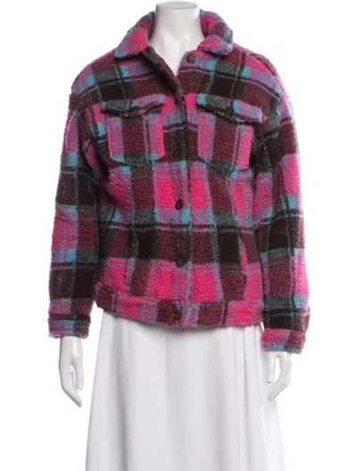 Pre-owned Apparis Faux Shearling Plaid Print In Pink