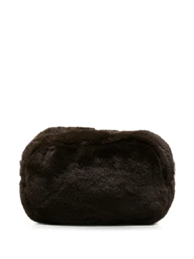 Apparis Faux-fur Make-up Bag In Brown