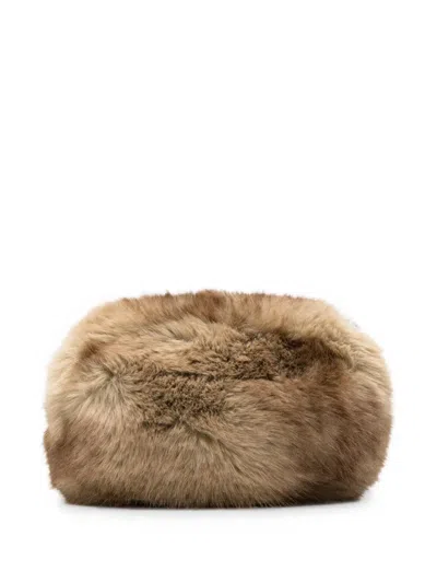 Apparis Faux-fur Pouch Bag In Brown