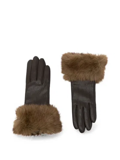 Apparis Faux-fur Trim Gloves In Brown