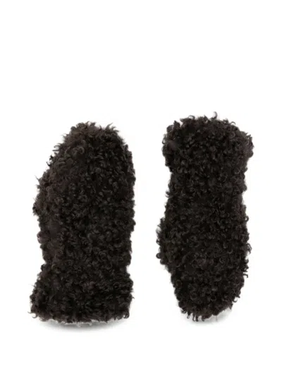 Apparis Faux-shearling Mittens In Black
