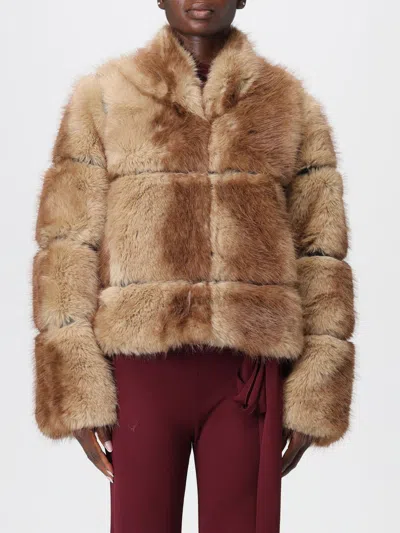 Apparis Fur Coat  Woman Color Beige In Multi