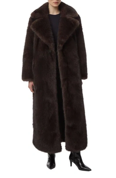 Apparis Gabrielle Faux Fur Maxi Coat In Brown