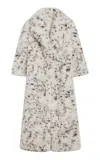 Apparis Gabrielle Snow Leopard Faux Fur Spotted Maxi Coat In Multi