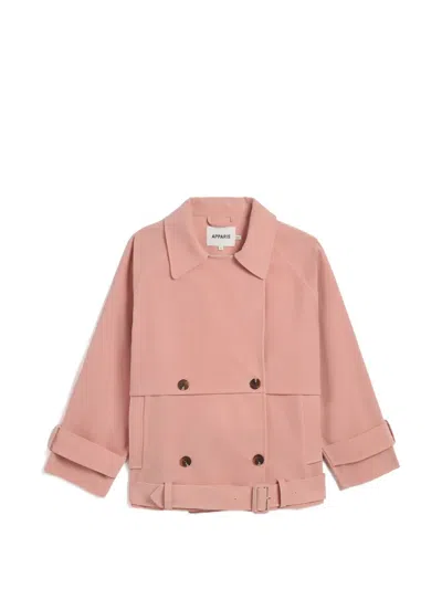 Apparis Gaia Double-breasted Trench Coat In Pink
