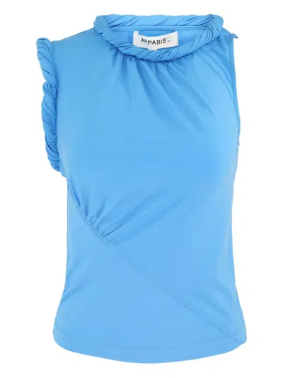 Apparis Georgia Twisted-ruffle Top In Blue
