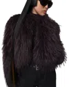 Apparis Ginette Faux Fur Cropped Jacket In Black