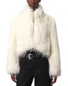 Apparis Ginette Faux Fur Cropped Jacket In White