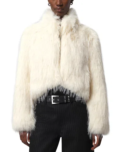 Apparis Ginette Faux Fur Cropped Jacket In White