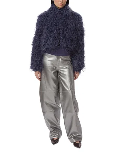 Apparis Ginette Mongolian Faux Fur Jacket In Blue