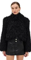 Apparis Ginette Shearling Jacket Noir In Black