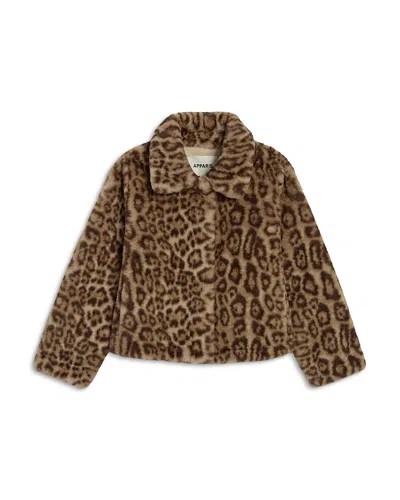 Apparis Girls' Elis Leopard Faux Fur Coat - Little Kid, Big Kid In Animal Print