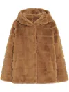 Apparis Goldy Faux Fur Hooded Short Coat In Brown