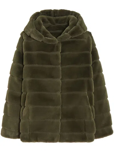 Apparis Goldy Hooded Coat In Green