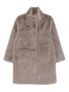 Apparis High-neck Button Coat In Neutral