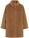 Apparis Blair Faux Fur Mid Length Coat In Brown