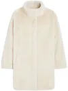 Apparis High-neck Faux Fur Coat In White