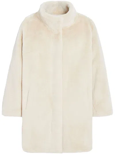 Apparis High-neck Faux Fur Coat In White
