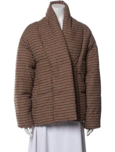 Pre-owned Apparis Houndstooth Print Jacket In Brown