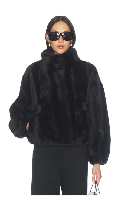 Apparis Iris Shaved Faux Mink Bomber In Black