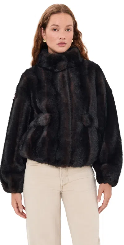 Apparis Iris Shaved Mink Bomber Jacket Noir Multi In Blue