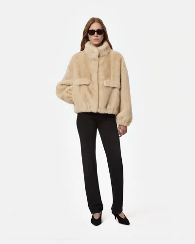 Apparis Iris Shaved Mink Bomber In Latte Multi