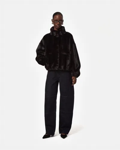 Apparis Iris Shaved Mink Bomber In Noir Multi