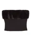 Apparis Ivy Faux-fur Tube Top In Black
