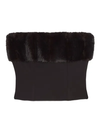 Apparis Ivy Faux-fur Tube Top In Black