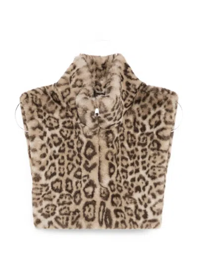 Apparis Faux Fur Zip-up Cape In Animal Print