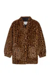 Apparis Jane Leopard Faux Fur Coat In Animal Print