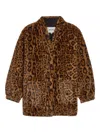 Apparis Jane Leopard Faux Fur Coat In Brown